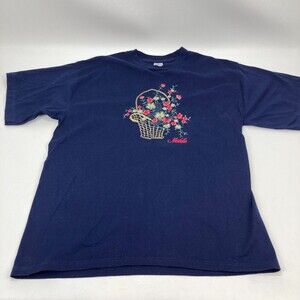 Rapife womens  tee shirt Blue XL Floral
